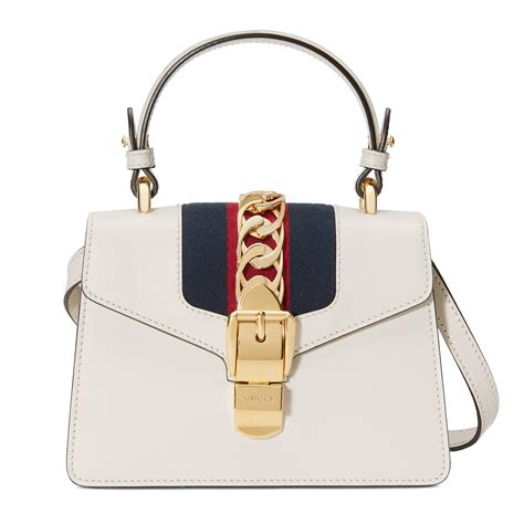 gucci sylvie mini chain bag white|gucci sylvie leather shoulder bag.